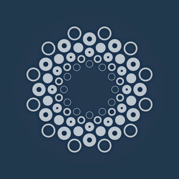 Blue background with a pattern of many small white circles. Simple and elegant composition. Minimalist style. 3d rendering digital illustration