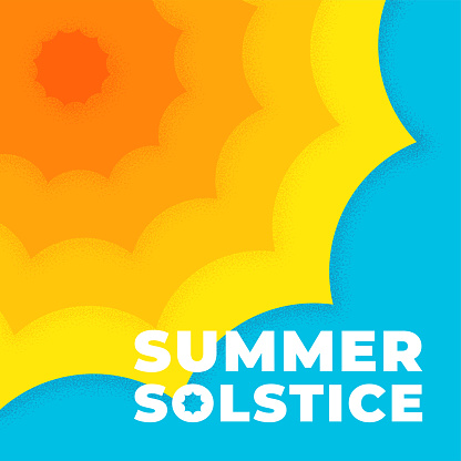 Abstract retro minimal summer solstice square banner. Bright sun equinox holiday vintage flyer. Trendy minimalist card. Summertime vector eps design template