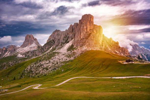 istock Sunset in Dolomite mountains, Italy, in summer. Giau pass panoramic view 2149992386