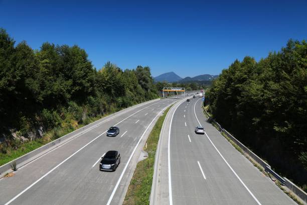 Banked turn of Austrian motorway