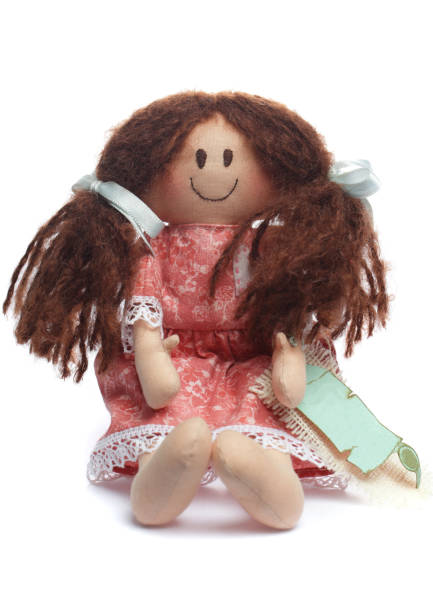 istock Soft doll brunette in red dress isolated on white background. 2149994181