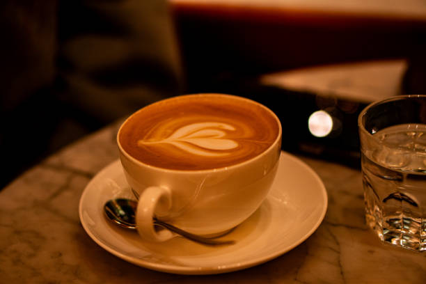 Night in a coffee shop with a cake