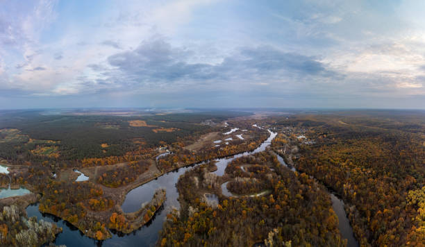 istock Autumn aerial river valley panorama in Ukraine 2149996099
