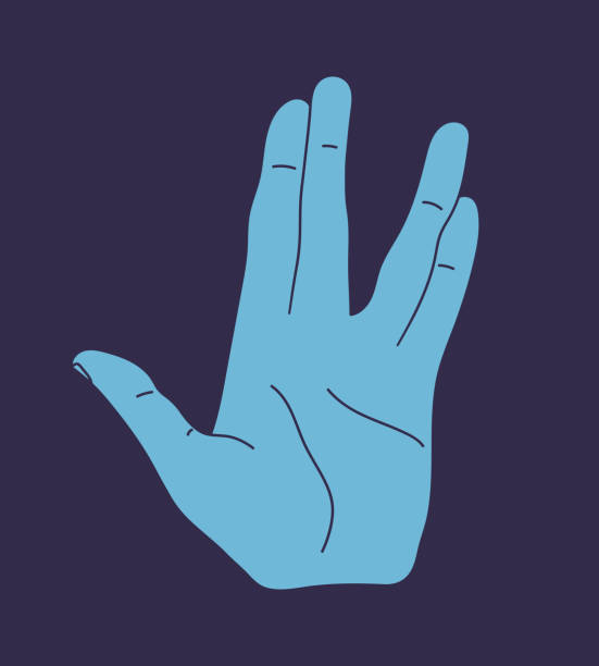 Hand making Vulcan salute gesture. Live long and prosper hand sign isolated. Vector illustration Hand making Vulcan salute gesture. Live long and prosper hand sign isolated. Vector illustration vulcan salute stock illustrations