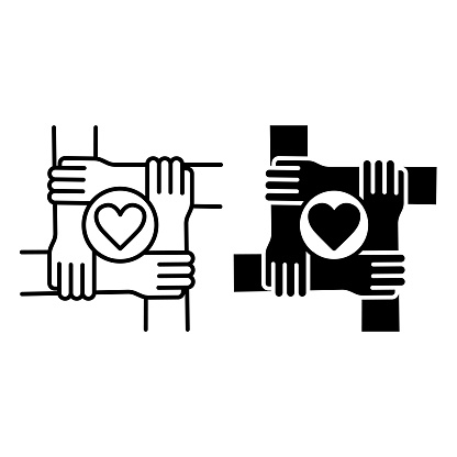 Sense of Belonging Icons. Black and White Vector Social Cohesion Icons. Micro-community, Common Purpose, Interpersonal Relationships. Wellness Concept