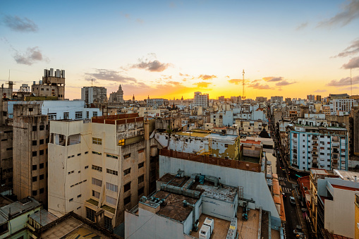view over central Buenos Aires at sunset hour