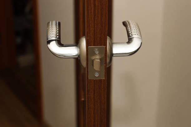 istock A door lock with a handle on the door in the apartment 2150001742