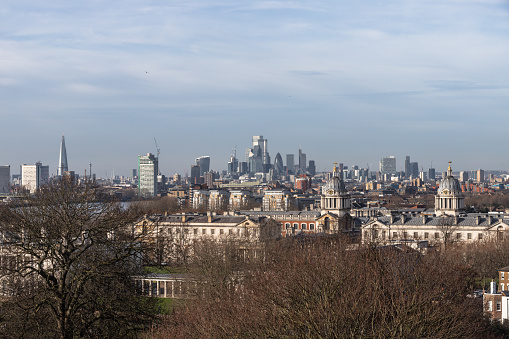 View of London city from Greenwich Hill