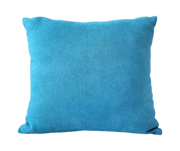 istock luxury blue pillow in square shape isolated on background with clipping path. 2150002889