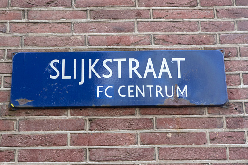 Street Sign Slijkstraat At Amsterdam The Netherlands 22-4-2024