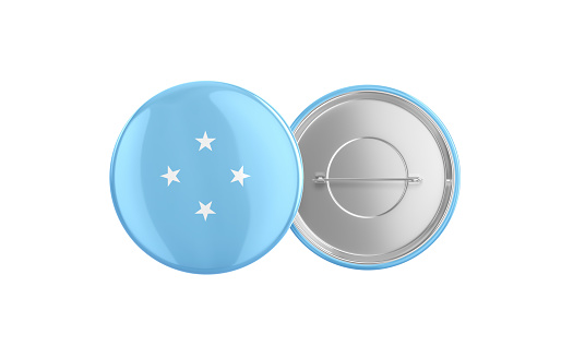 3d Render Micronesia Flag Badge Pin Mocap, Front Back Clipping Path, It can be used for concepts such as Policy, Presentation, Election.