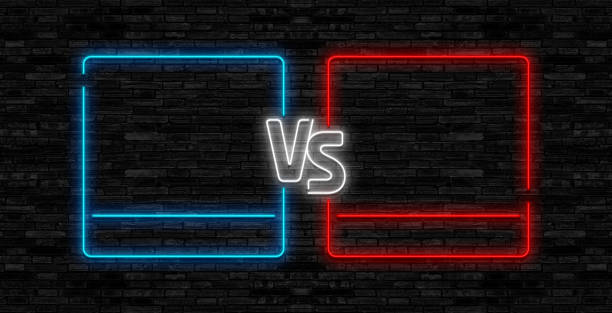 istock Vector realistic isolated neon sign of Versus frames logo with blue and red smoke for template decoration and covering. 2150006451