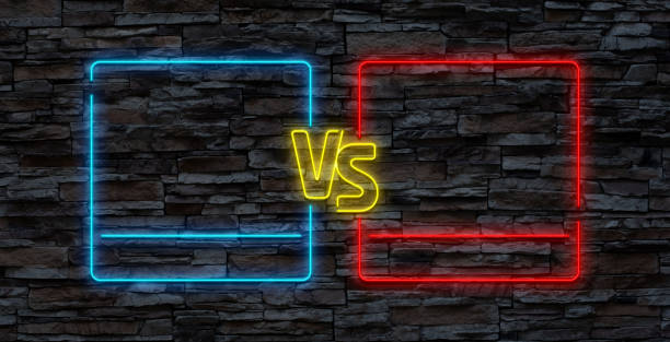 istock Vector realistic isolated neon sign of Versus frames logo with blue and red smoke for template decoration and covering. 2150006452