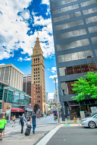 Denver, CO - July 3, 2019: City streets on a beautiful summer day.