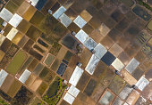 Colorful salt fields viewed from above, Ben Tre province