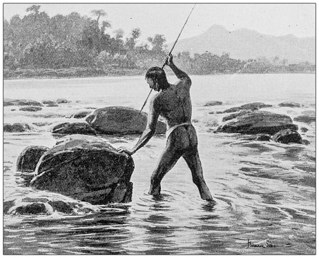 Antique image: Indigenous fishing