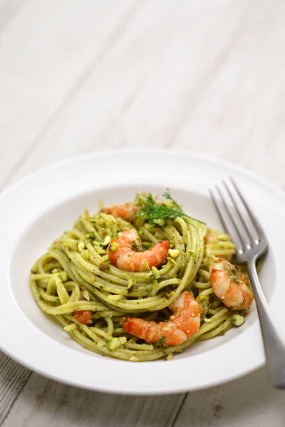 istock Sicilian pasta with pistachio pesto and shrimp 2150009732