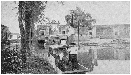 Antique image: Viga Canal, Mexico