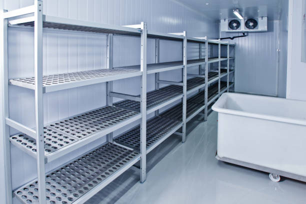 istock Refrigerated warehouse. Room for creating ice and food storage. 2150014510