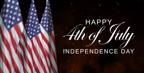 istock 4th July Happy Independence Day holiday banner template with festive fireworks - Vector illustration 2150016014