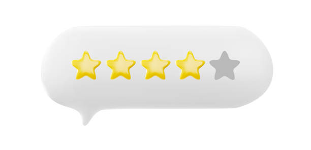istock 5-Star rating 3d vector Icons for reviews and feedback on a clean white backdrop 2150016520