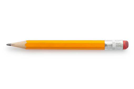 Yellow pencil isolated on white background. 3d render illustration