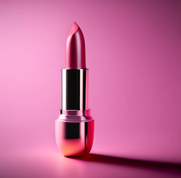 istock red lipstick, on a pink background with shadow, macro photo 2150017591