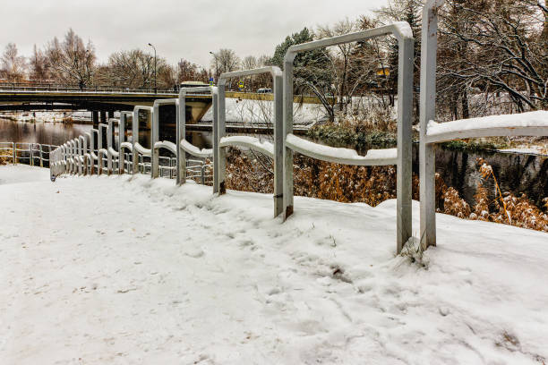 istock Steel railings on the path along the river 2150018198