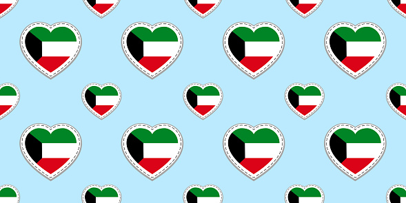 Kuwait Flag Pattern Kuwait Flag Seamless Pattern Kuwaiti Vector Stickers Love Hearts ...