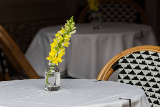 istock Yellow flower in a vase on the table 2150019738
