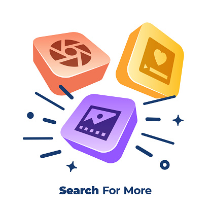 3D Vector Buttons with Icons for Image Search Engine