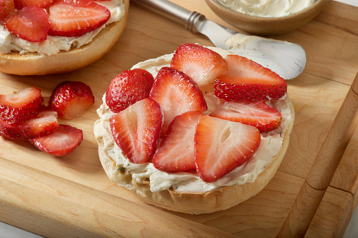 Strawberry and Cream Cheese Bagels