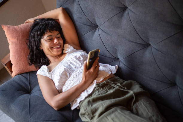 istock Smiling joyful woman at home, portrait 2150026568