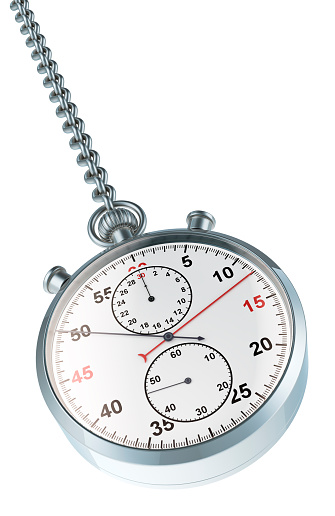 Stopwatch on the chain as pendulum, 3D rendering isolated on white background