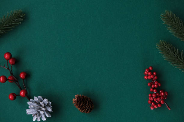 istock Christmas green background with fir tree and cones, cinnamon, anise. Flat lay, top view with copy space. 2150033072