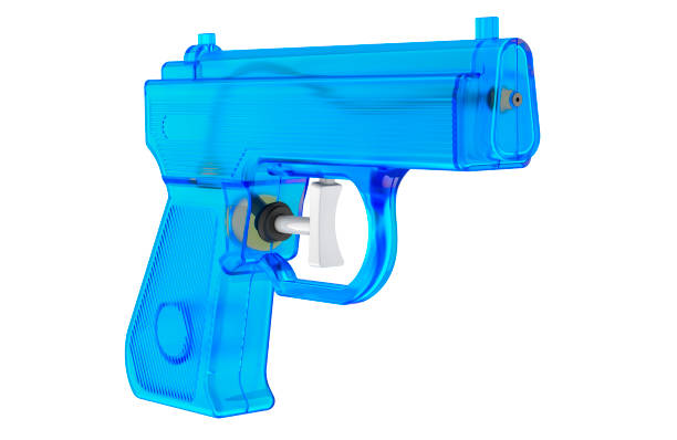 Blue Water Gun, water pistol for kids. 3D rendering