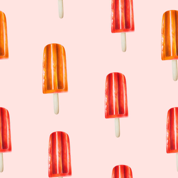 istock Ice cream seamless pattern. Watercolor illustration of fruit popsicle on a stick isolated on background. Beautiful hand painted refreshing dessert. For designers, spa decoration, postcards, wallpapers, wrapping paper, scrapbooking, covers, textil 2150035644