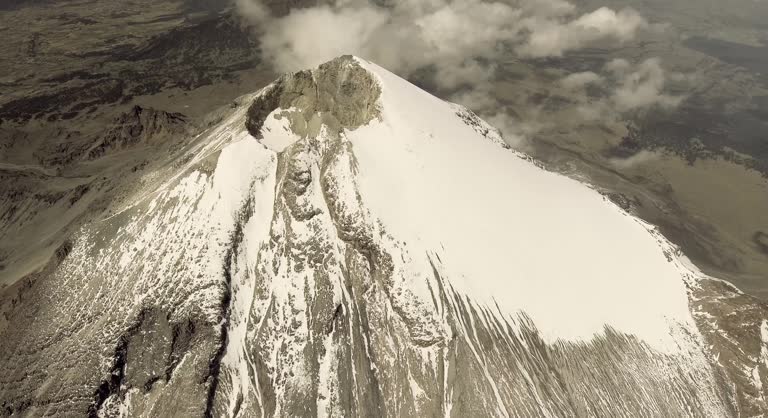 Pico de Orizaba aerial view the highest volcano in Mexico