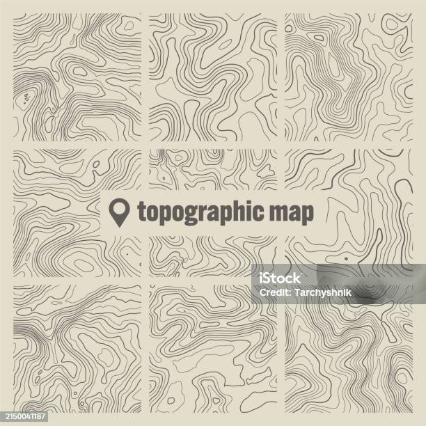Standard Line Geography Topographic Map With Contour Lines Geographic Terrain Grid Relief ...