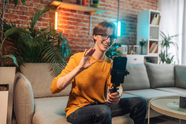 istock Blogger gesturing stop during a video recording 2150041575