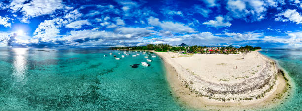 istock Panoramic aerial view of tropical island (360-Degree View) 2150043303
