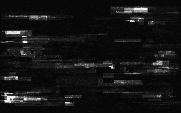 istock Glitch background. Distorted white lines with overlay effect. Video signal noise. Futuristic distortions template. Random geometric shapes and lines. Vector illustration 2150043698