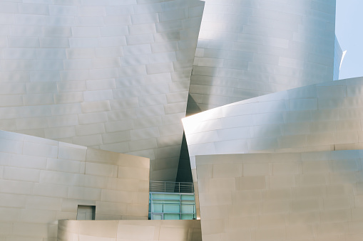 Walt Disney Concert Hall in downtown Los Angeles, California, United States. Architectural details. Los Angeles, California, USA - April 25, 2023.