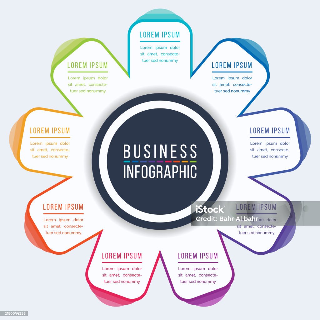 Infographic Business Design 9 Steps Objects Elements Or Options Circle ...