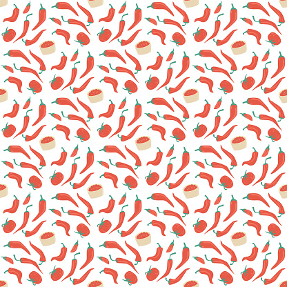 Salsa Horizontal Pattern Salsa Sauce Seamless Pattern Mexican Cuisine With Pepper And Tomato ...