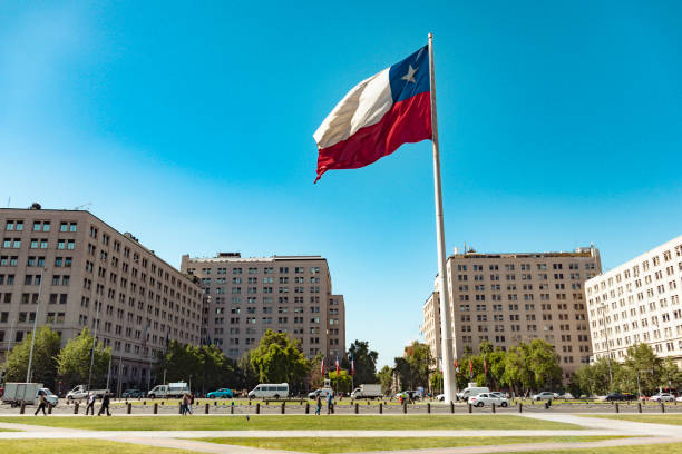 Chilean Flag at Bicentennial Square, Santiago