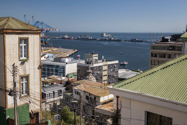 Breathtaking panoramic view of Valparaiso, Chile, with colorful houses in the foreground and the ocean in the background. Experience the charm of this coastal city