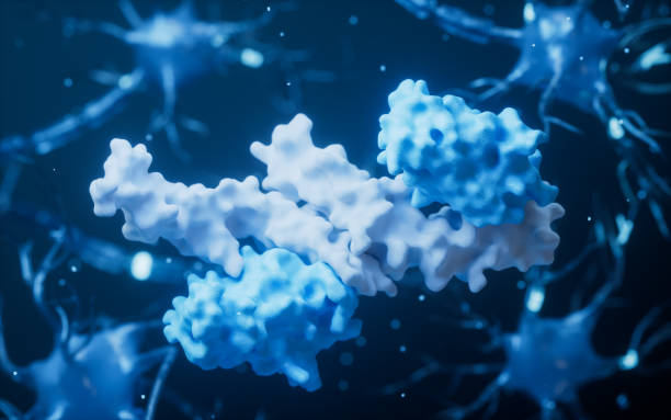 istock Proteins and biology nerve cell background, 3d rendering. 2150054364