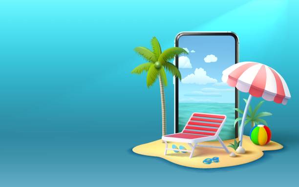 istock Summer time banner phone, season party bar app, tropical fruity. Vector illustration 2150056797
