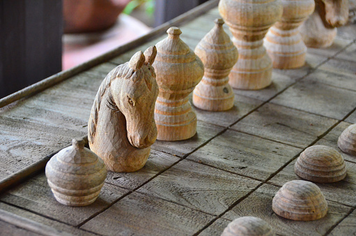 A handmade of Makruk or Thai chess, this is the  popular board game in Thailand.